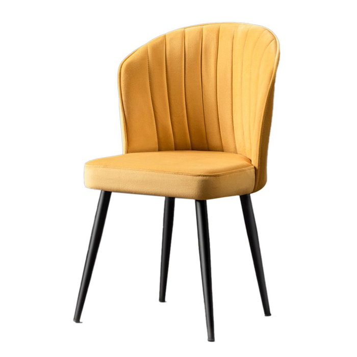Hanah Home Juego de Sillas Rubi - Yellow, 2 Piezas, Patas de Metal, Tapizado Poliéster Amarillo y Negro